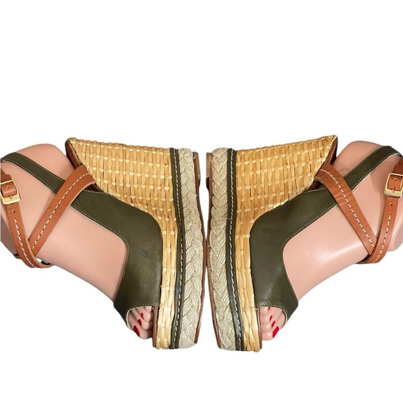 PALOMA BARCELO Platform
Leather Wicker Wedge Sandals
37 Olive/Brown Ankle Strap - Picture 8 of 16